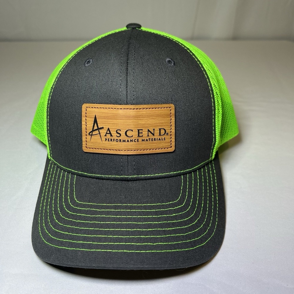 Ascend Hat Neon Green Embroidered Adjustable Strap Cap‎ Performance Material